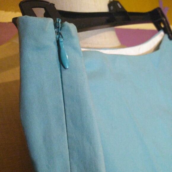 Basil & Maude Aqua Colored A-line Skirt Flowers sz 6 - Picture 5 of 8